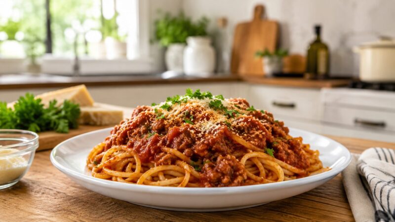 基本のミートソースパスタ